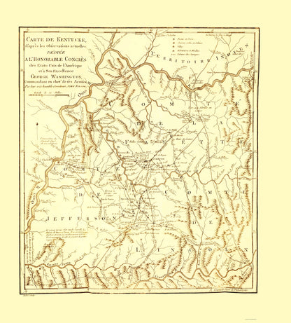 Historic State Map - Kentucky - Filson 1785 - 23 x 25.50 - Vintage Wall Art