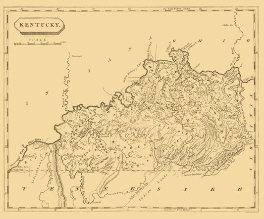 Historic State Map - Kentucky - Conrad 1804 - 23 x 27.71 - Vintage Wall Art