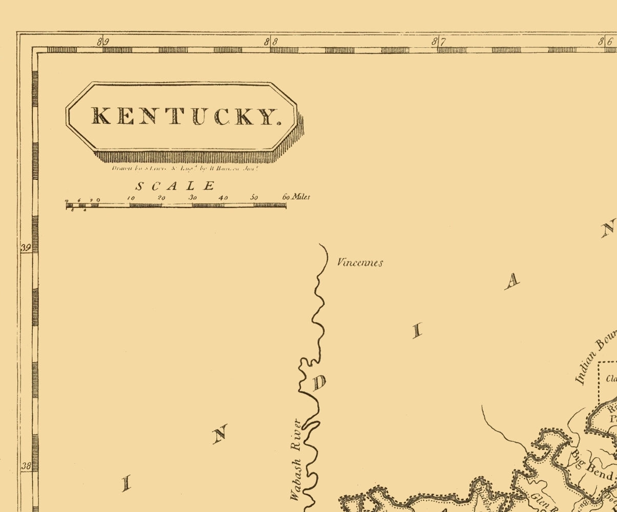 Historic State Map - Kentucky - Conrad 1804 - 23 x 27.71 - Vintage Wall Art