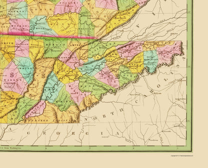 Historic State Map - Kentucky Tennessee - Finley 1839 - 23 x 28.50 - Vintage Wall Art