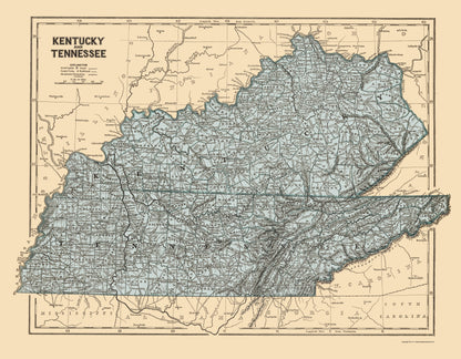 Historic State Map - Kentucky Tennessee - Morse 1845 - 23 x 29.50 - Vintage Wall Art