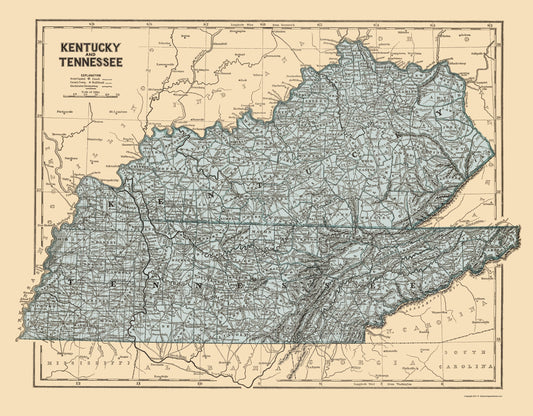 Historic State Map - Kentucky Tennessee - Morse 1845 - 23 x 29.50 - Vintage Wall Art