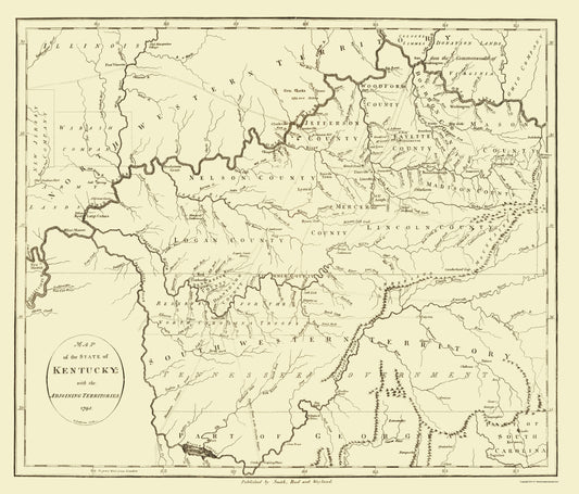 Historic State Map - Kentucky - Smith 1795 - 23 x 26.92 - Vintage Wall Art