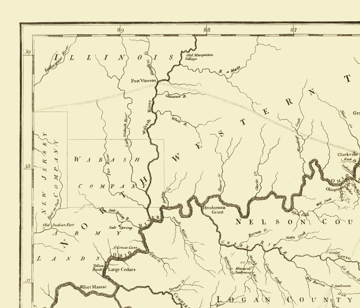 Historic State Map - Kentucky - Smith 1795 - 23 x 26.92 - Vintage Wall Art