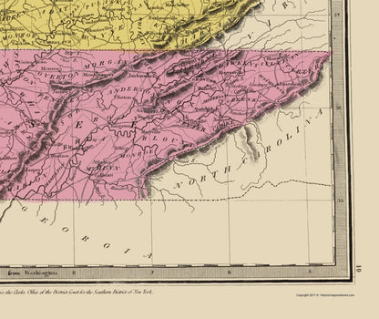 Historic State Map - Kentucky Tennessee - Illman 1834 - 23 x 27.35 - Vintage Wall Art