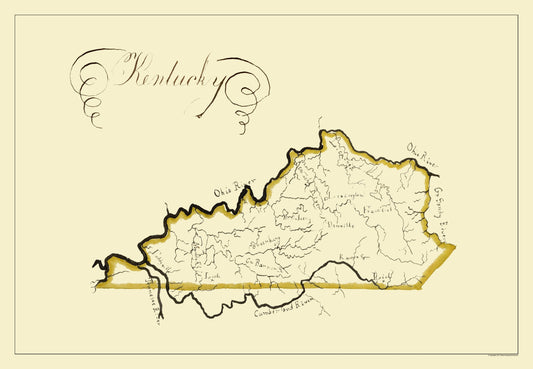 Historic State Map - Kentucky - Henshaw 1823 - 23 x 33.25 - Vintage Wall Art