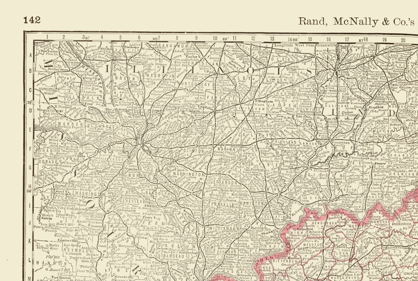 Historic State Map - Kentucky Tennessee - Rand McNally 1879 - 23 x 34.15 - Vintage Wall Art