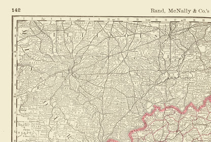 Historic State Map - Kentucky Tennessee - Rand McNally 1879 - 23 x 34.15 - Vintage Wall Art