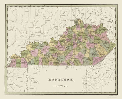 Historic State Map - Kentucky - Putnam 1838 - 23 x 28.38 - Vintage Wall Art