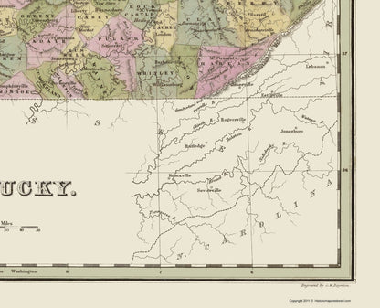 Historic State Map - Kentucky - Putnam 1838 - 23 x 28.38 - Vintage Wall Art