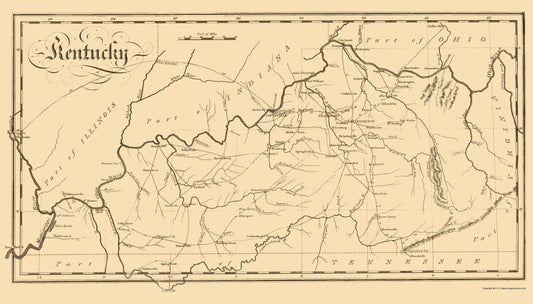 Historic State Map - Kentucky - Palmer 1812 - 23 x 40.31 - Vintage Wall Art