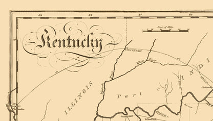 Historic State Map - Kentucky - Palmer 1812 - 23 x 40.31 - Vintage Wall Art