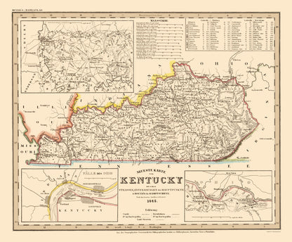 Historic State Map - Kentucky -  1845 - 23 x 27 - Vintage Wall Art