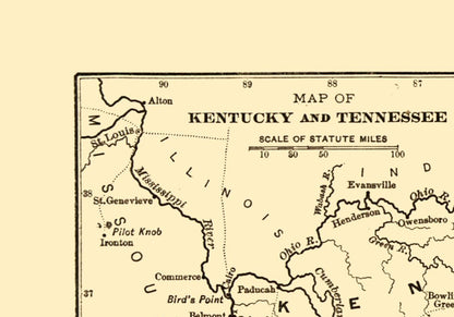 Historical Civil War Map - Tennessee Hoods Invasion -Century 1864 - 32.86 x 23 - Vintage Wall Art