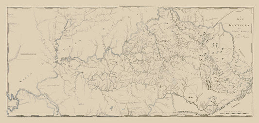 Historic State Map - Kentucky Barker 1793 - 48.46 x 23 - Vintage Wall Art