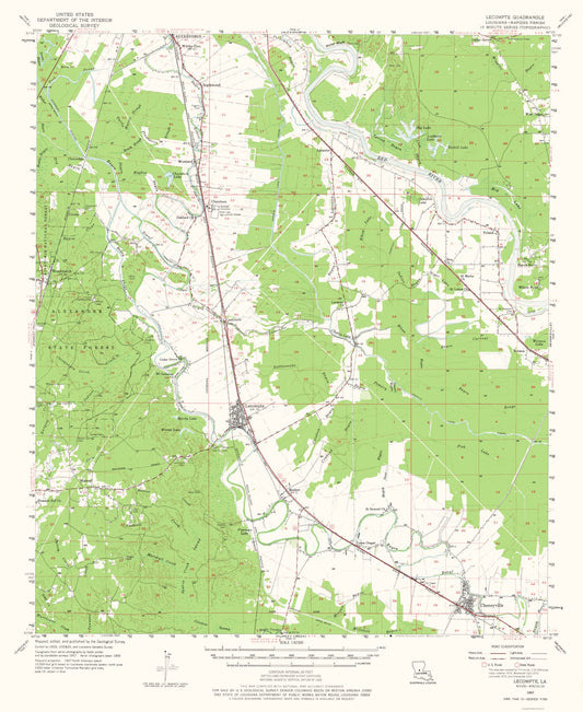 Topographical Map - Lecompte Louisiana Quad - USGS 1957 - 23 x 28.08 - Vintage Wall Art