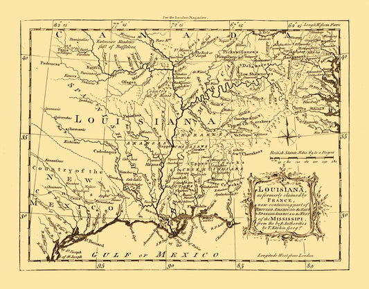 Historic State Map - Louisiana - Kitchin 1765 - 29.43 x 23 - Vintage Wall Art