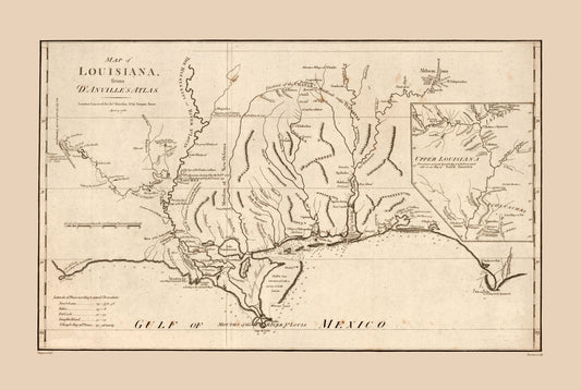 Historic State Map - Louisiana - D'Anville 1788 - 34.20 x 23 - Vintage Wall Art