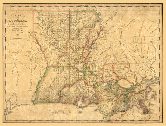 Historic State Map - Louisiana - Melish 1820 - 30.26 x 23 - Vintage Wall Art