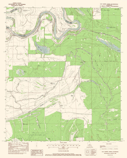 Topographical Map - Lac Sainte Agnes Louisiana Quad - USGS 1982 - 23 x 28.54 - Vintage Wall Art