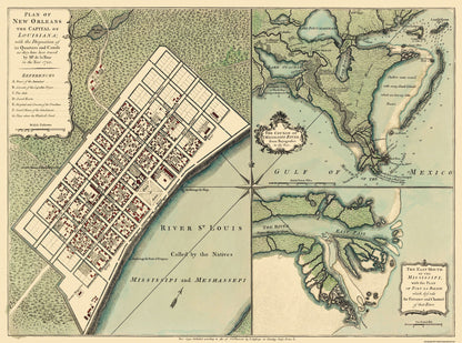 Historic City Map - New Orleans Louisiana Plan - Jefferys 1759 - 31 x 23 - Vintage Wall Art