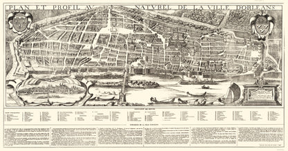 Historic Map - Orleans France Plan - Jacob 1849 - 23 x 43.66 - Vintage Wall Art