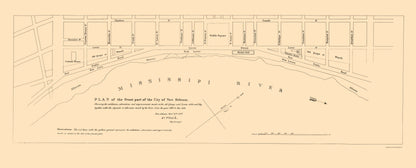 Historic City Map - New Orleans Louisiana Front Part - Pille 1827 - 23 x 56.89 - Vintage Wall Art