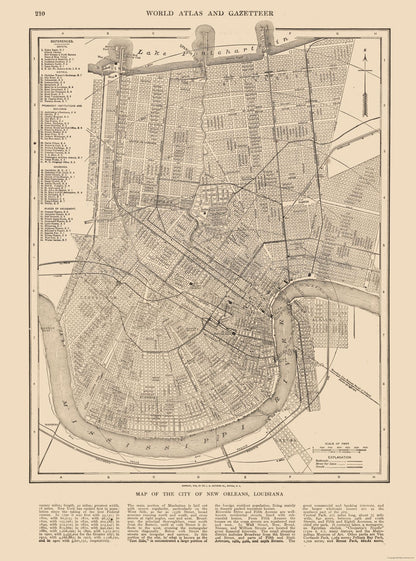 Historic City Map - New Orleans  Louisiana - Reynold 1921 - 23 x 31.00 - Vintage Wall Art