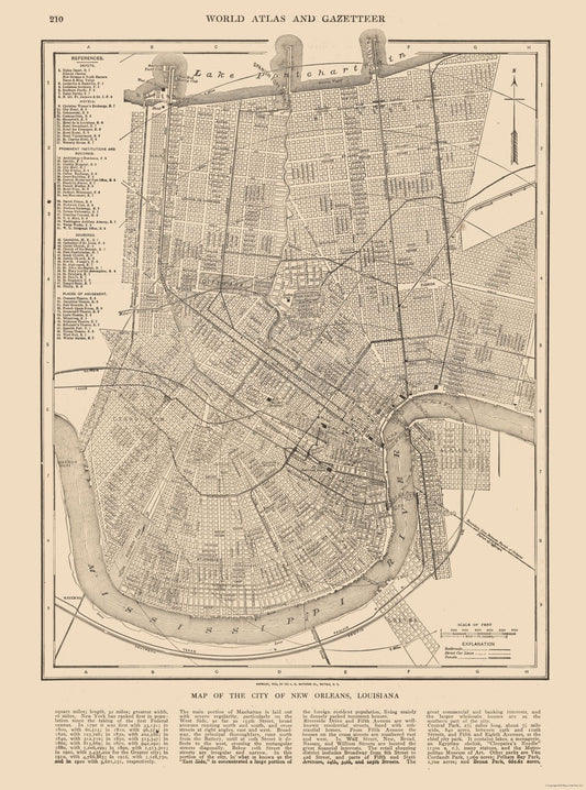 Historic City Map - New Orleans  Louisiana - Reynold 1921 - 23 x 31.00 - Vintage Wall Art