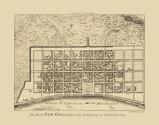 Historic City Map - New Orleans Louisiana - Benning 1761 - 29.31 x 23 - Vintage Wall Art