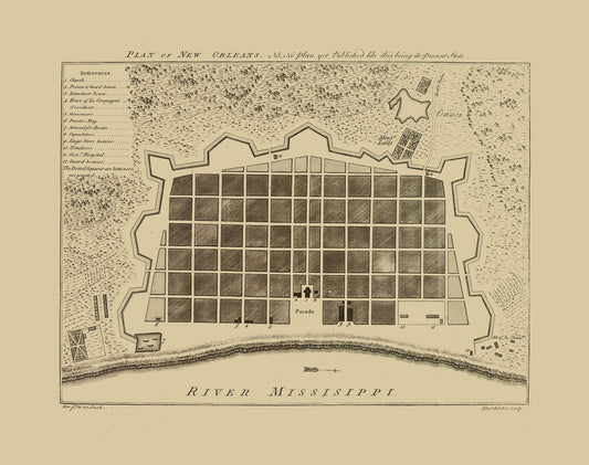 Historic City Map - New Orleans Louisiana - Pittman 1770 - 29.16 x 23 - Vintage Wall Art