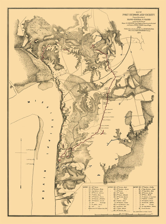 Historical Civil War Map - Port Hudson Louisiana - Houston 1875 - 23 x 30.98 - Vintage Wall Art