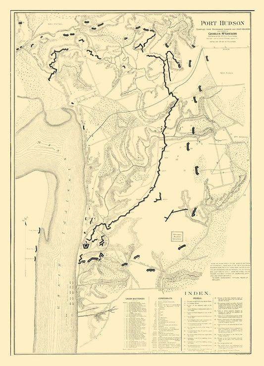 Historical Civil War Map - Port Hudson Louisiana - McGregor 1900 - 23 x 31.91 - Vintage Wall Art