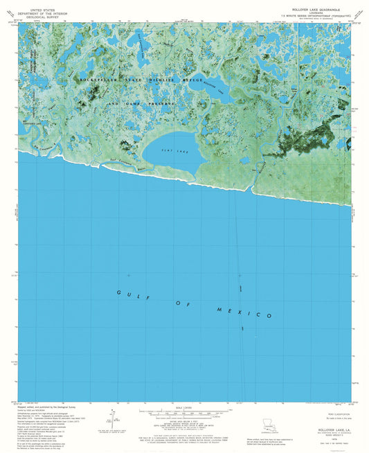 Topographical Map - Rollover Lake Louisiana Quad - USGS 1979 - 23 x 28.21 - Vintage Wall Art