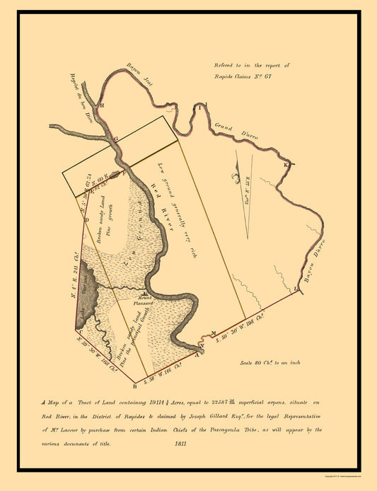 Historic City Map - Red River Mt Pleasant Louisiana - 1811 - 23 x 29 - Vintage Wall Art