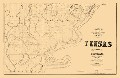 Historic County Map - Tensas Parish Louisiana - Johnson 1873 - 35.30 x 23 - Vintage Wall Art