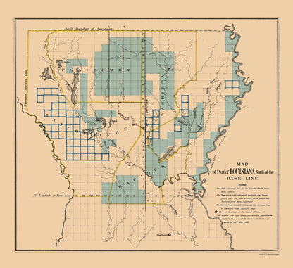 Historic State Map - Louisiana Northern Survey Plat - Tanners 1836 - 23 x 25.08 - Vintage Wall Art