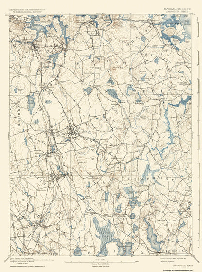 Topographical Map - Barnstable Massachusetts Quad - USGS 1893 - 23 x 30.97 - Vintage Wall Art