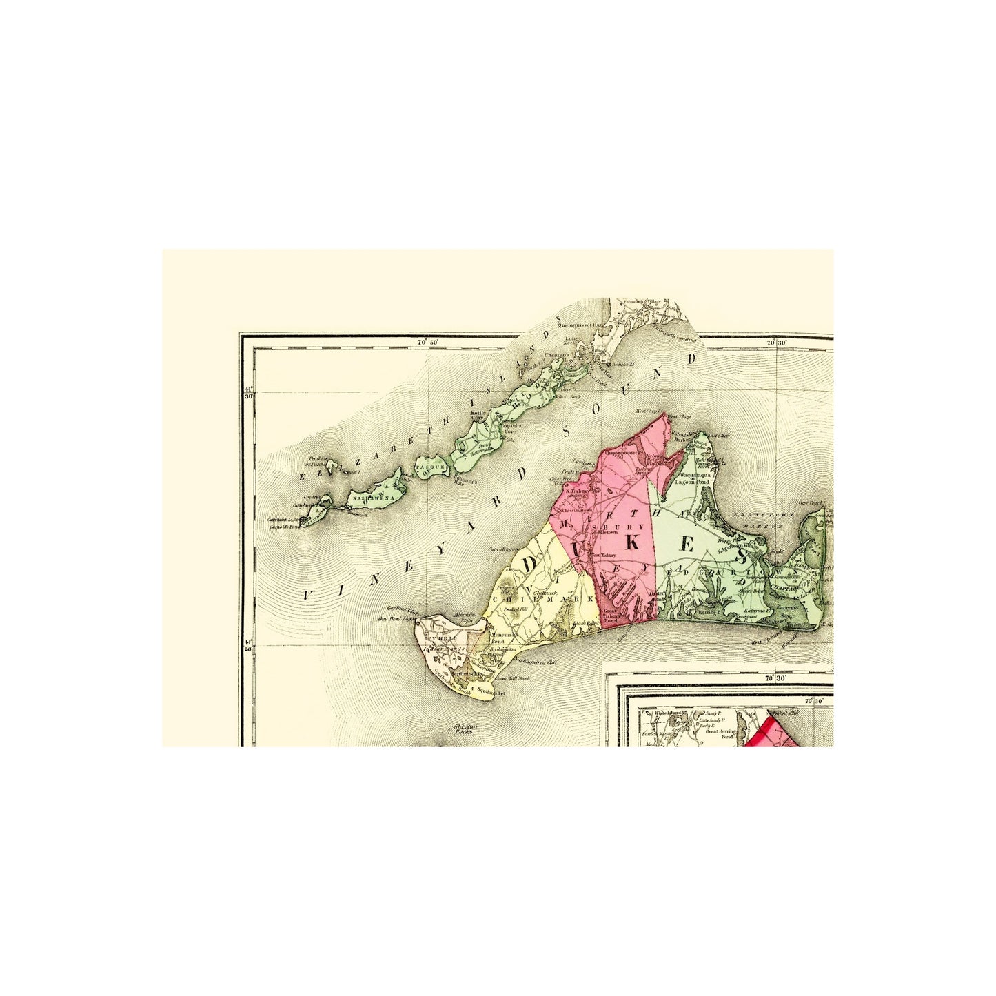 Historic County Map - Barnstable County Massachusetts - Walling 1871 ...