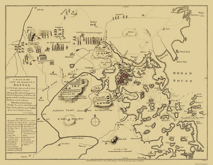 Historic City Map - Boston Massachusetts - Hall 1775 - 29.69 x 23 - Vintage Wall Art