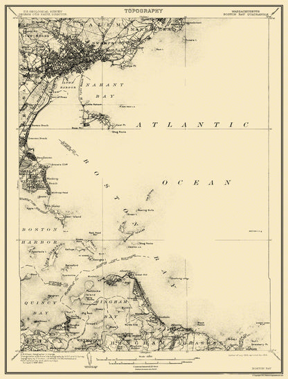 Topographical Map - Boston Bay Massachusetts Quad - USGS 1903 - 23 x 30.18 - Vintage Wall Art