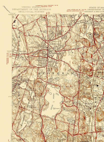 Topographical Map - Boston South Massachusetts Quad - USGS 1946 - 23 x 31.35 - Vintage Wall Art