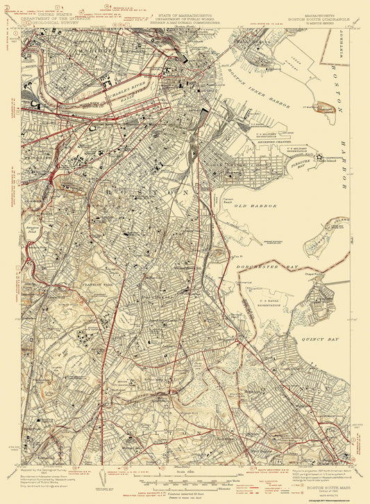 Topographical Map - Boston North Massachusetts Quad - USGS 1946 - 23 x 31.31 - Vintage Wall Art