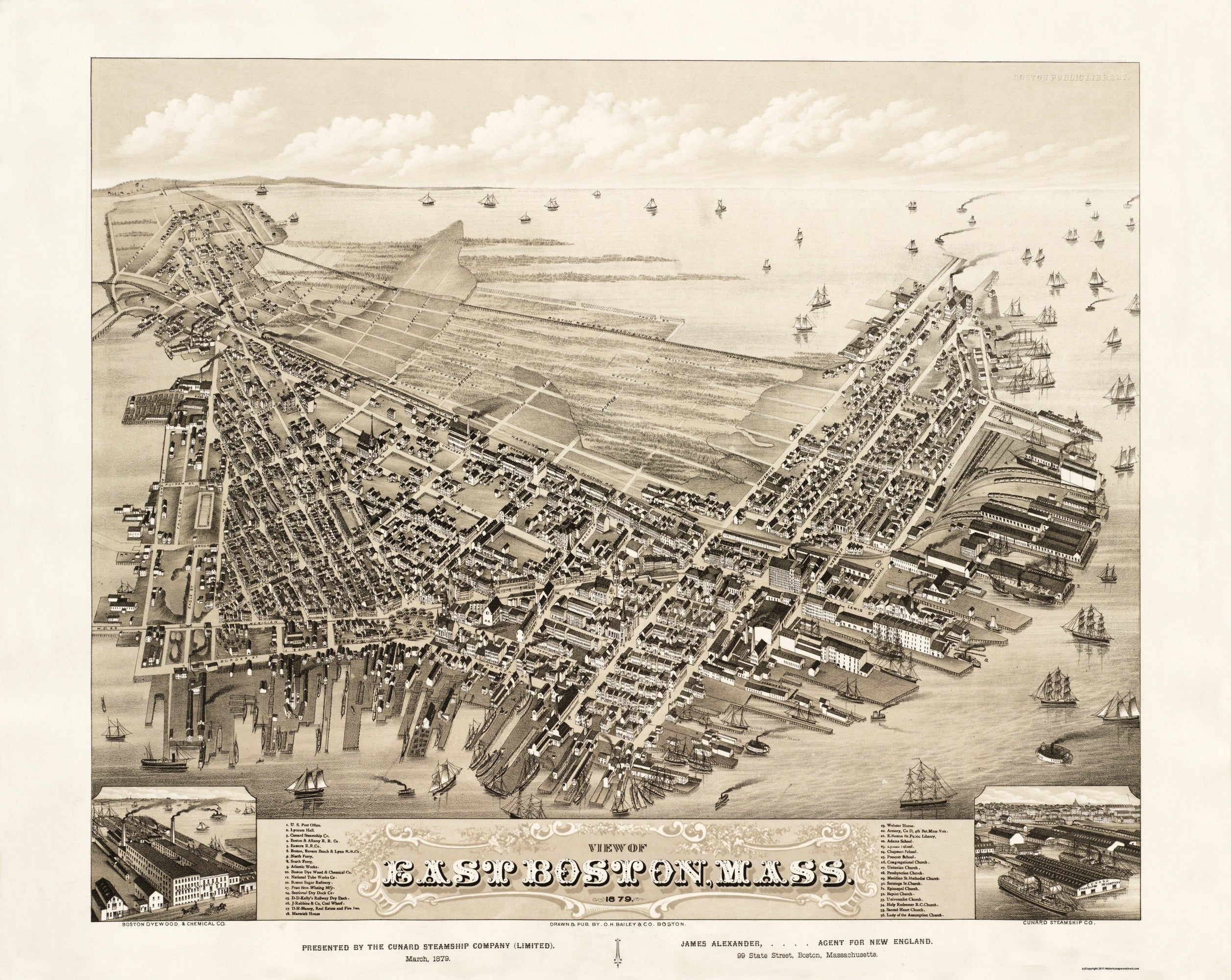 Historic Panoramic View - Boston East Massachusetts - Bailey 1879 - 23 ...