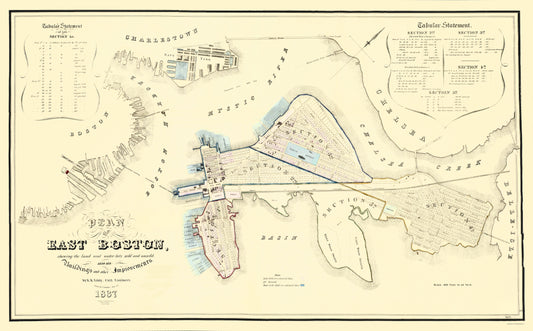 Historic City Map - East Boston Massachusetts - Moore 1837 - 23 x 37.03 - Vintage Wall Art