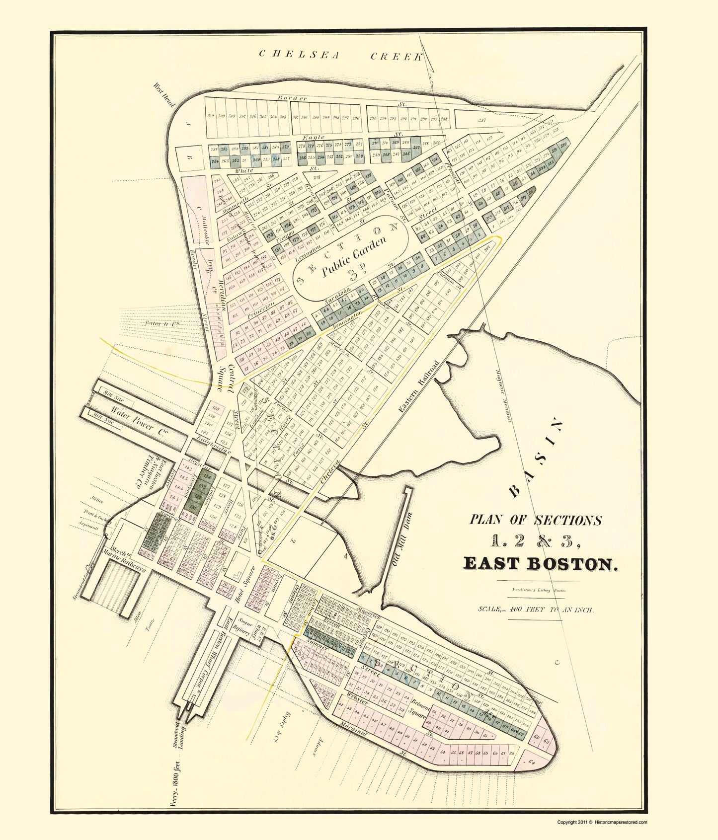 Historic City Map - East Boston Massachusetts - Pendleton 1834 - 23 x 26.91 - Vintage Wall Art