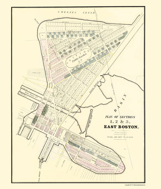 Historic City Map - East Boston Massachusetts - Pendleton 1834 - 23 x 26.91 - Vintage Wall Art