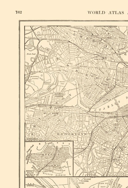 Historic City Map - Boston Massachusetts - Reynold 1921 - 23 x 33.61 - Vintage Wall Art