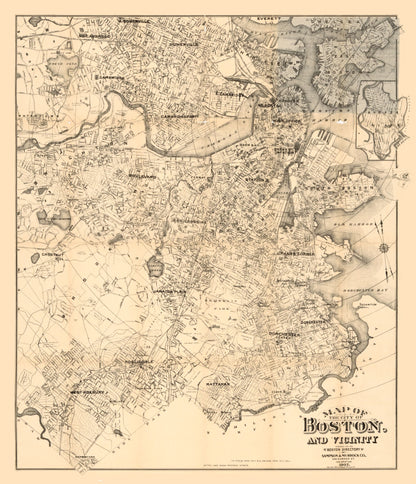 Historic City Map - Boston Massachusetts - Murdock 1907 - 23 x 26.75 - Vintage Wall Art