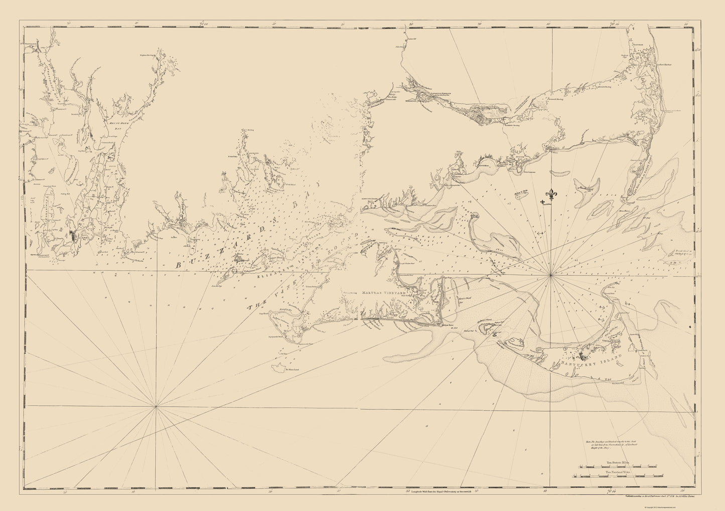 Historic Nautical Map - Cape Cod Narragansett Bay - Des Barres 1779 - 23 x 32.61 - Vintage Wall Art